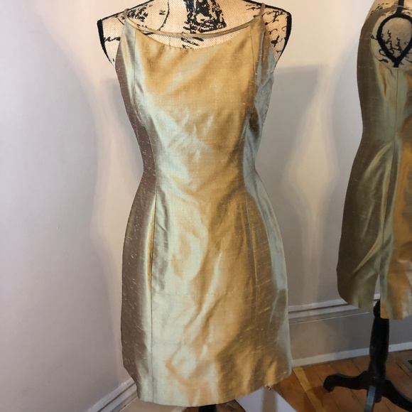 gold lame cocktail dress
